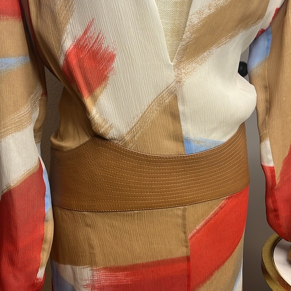 GIANNI VERSACE VINTAGE!! GORGEOUS SILK & LEATHER DRESS - Picture 6 of 14